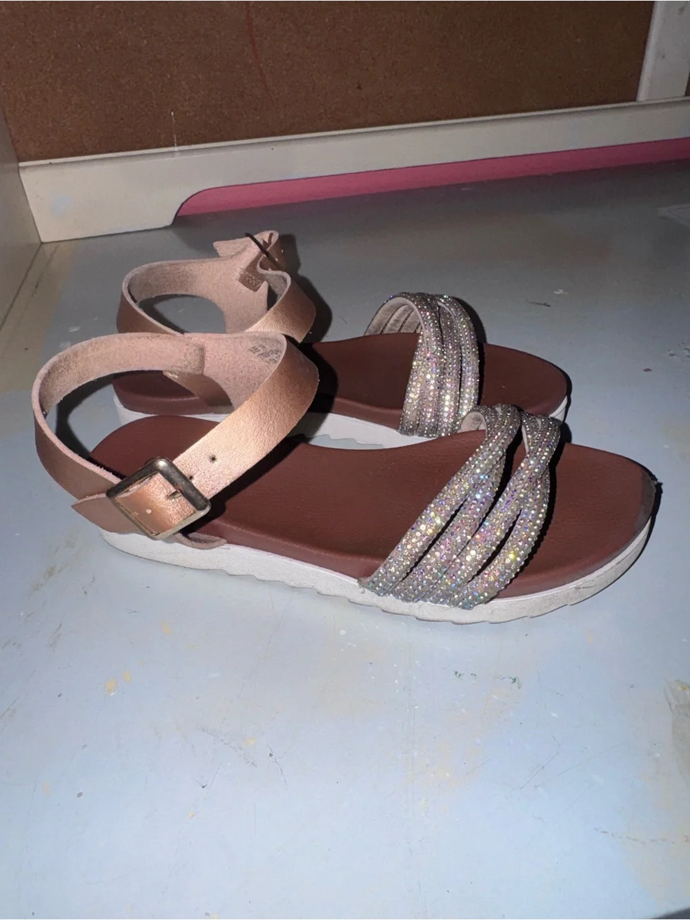 Sparkle Strap kids Sandals in Rose Gold